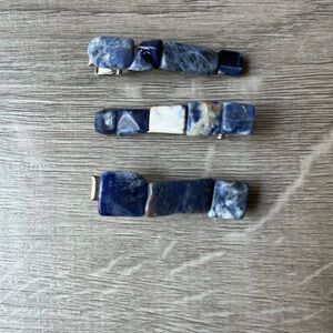 Blue Stone Hair Clips